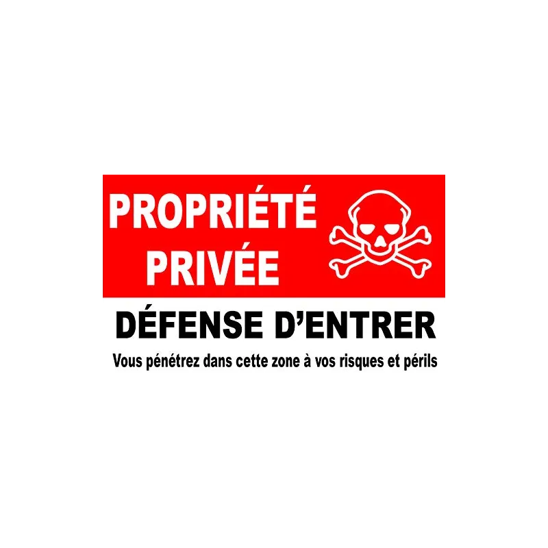 Panneau de signalisation de propriété en PVC noir 30cm x 50cm, défense d'entrer avec tête de mort-Interdiction--