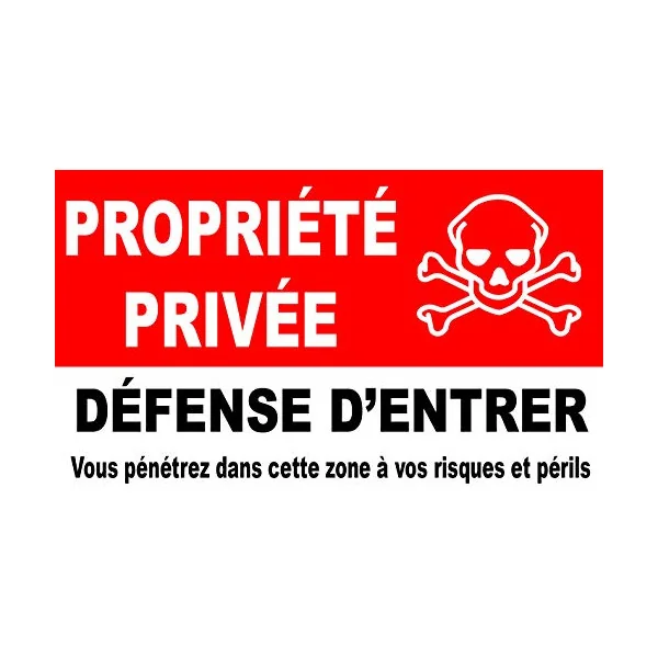 Panneau de signalisation de propriété en PVC noir 30cm x 50cm, défense d'entrer avec tête de mort-Interdiction--