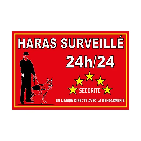 Panneau haras sous Surveillance 24h/24-450X300mm en PVC 3mm d'épaisseur-Panneau chasse interdite-Panneaux Signalétiques