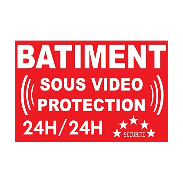Panneau bâtiment sous vidéo protection 24/24-Panneau vidéo surveillance-Panneaux Signalétiques