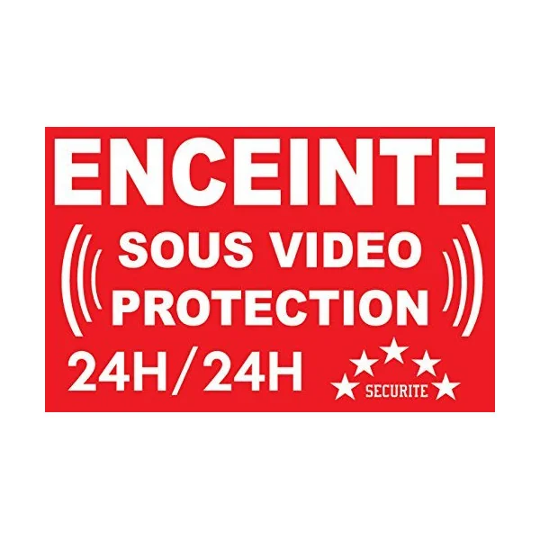Panneau enceinte sous vidéo protection 24/24-Panneau vidéo surveillance-Panneaux Signalétiques