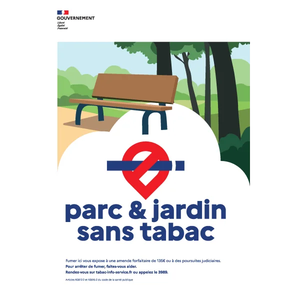Parc et jardin sans tabac-Panneau interdit de fumer-Panneaux Signalétiques