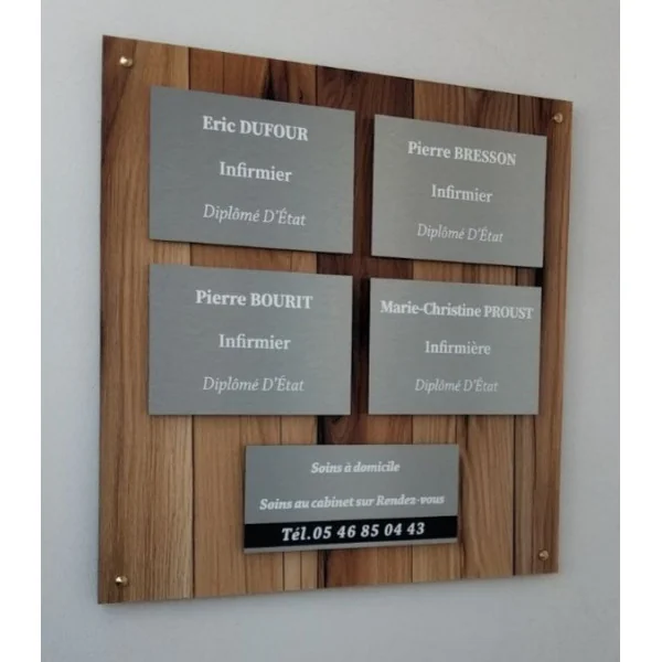 Plaque professionnelle à personnaliser en dibond alu brossé-Panneau personnalisé-Panneaux Signalétiques