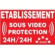 Adhésif de dissuasion 100x70mm "établissement sous vidéo protection"