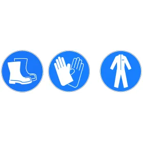 Lot de 3 adhésifs Port des EPI obligatoire : protections corporelles-Pictogramme EPI-Panneaux Signalétiques