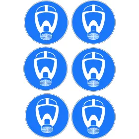 Planche de 6 adhésifs Protection voies respiratoires-Pictogramme EPI-Panneaux Signalétiques