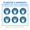 Planche de 6 adhésifs Protection voies respiratoires-Pictogramme EPI-Panneaux Signalétiques