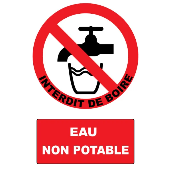 P005 Interdit de boire Eau non potable-Interdiction-Panneaux Signalétiques