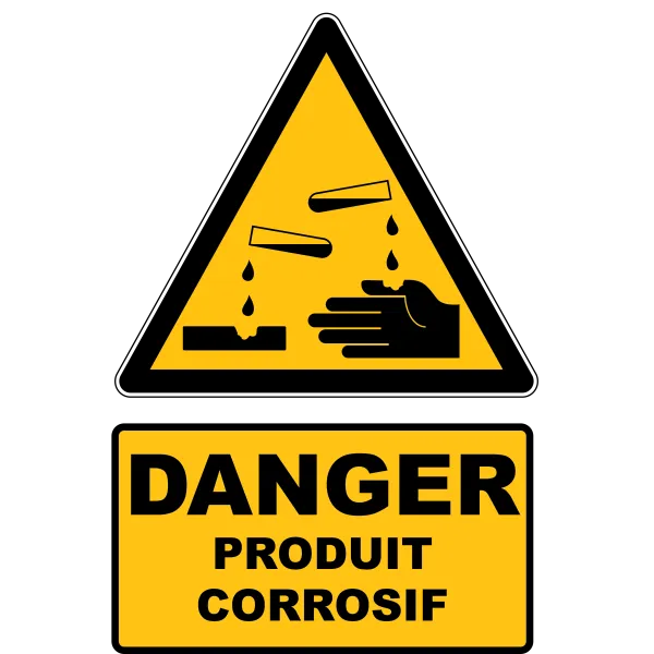W023 Danger Produit corrosif-Panneau attention Danger-Panneaux Signalétiques