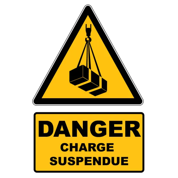 W015 Danger Charges suspendues-Panneau attention Danger-Panneaux Signalétiques