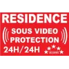 Adhésif de dissuasion 100x70mm "résidence sous vidéo protection"-Autocollant de dissuasion-Panneaux Signalétiques
