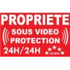 Adhésif de dissuasion 100x70mm "propriété sous vidéo protection"-Autocollant de dissuasion-Panneaux Signalétiques