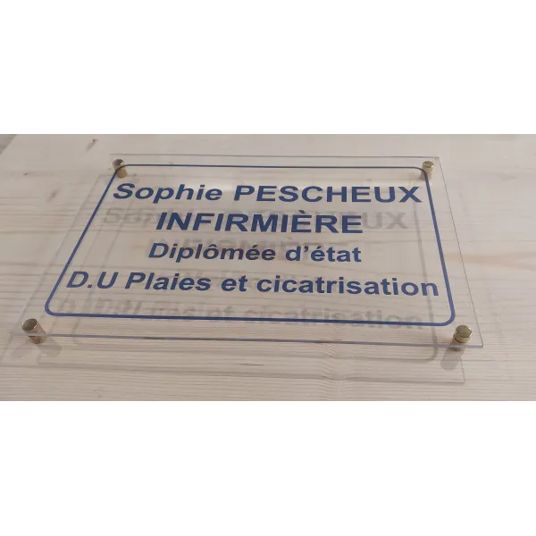 Plaque professionnelle plexi transparent à personnaliser-Panneau personnalisé-Panneaux Signalétiques
