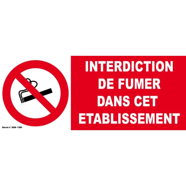 Panneau d'interdiction de fumer dans cet établissement-Panneau interdit de fumer-Panneaux Signalétiques