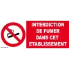 Panneau d'interdiction de fumer dans cet établissement-Panneau interdit de fumer-Panneaux Signalétiques