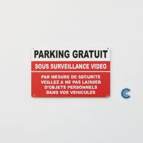 Panneau Parking gratuit sous surveillance vidéo – Panneau parking