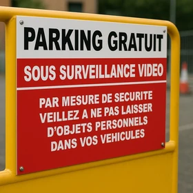 Panneau Parking gratuit sous surveillance vidéo – Panneau parking