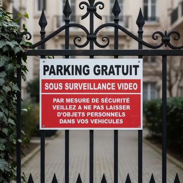 Panneau Parking gratuit sous surveillance vidéo – Panneau parking
