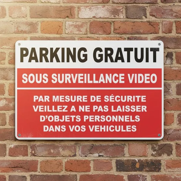 Panneau Parking gratuit sous surveillance vidéo – Panneau parking