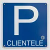 Panneau parking réservé clientèle avec pictogramme extérieur
