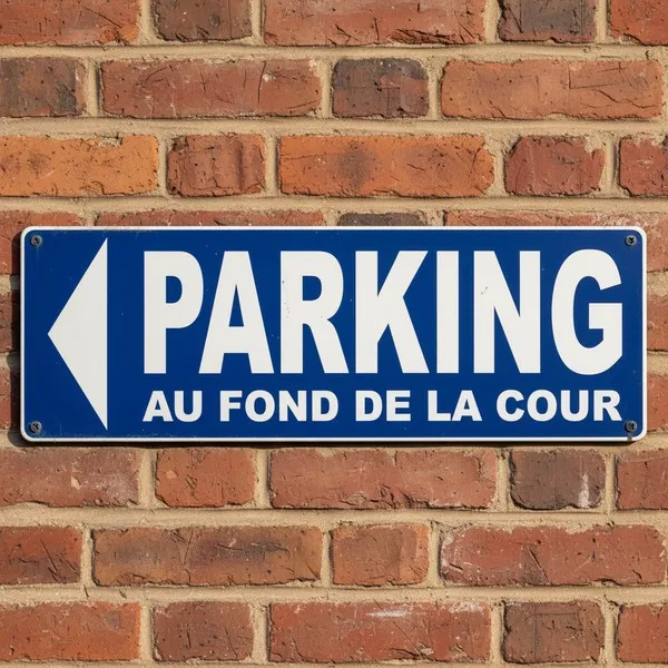 Panneau Parking Gauche au Fond de la Cour | Signalisation