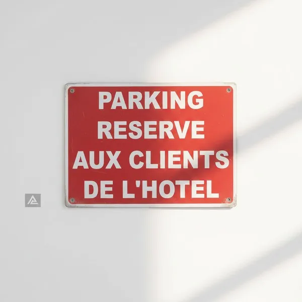 Panneau parking hôtel personnalisé réservé aux clients