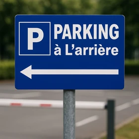 Panneau Parking à l'arrière à gauche – Panneau parking