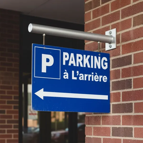 Panneau Parking à l'arrière à gauche – Panneau parking