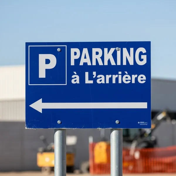 Panneau Parking à l'arrière à gauche – Panneau parking