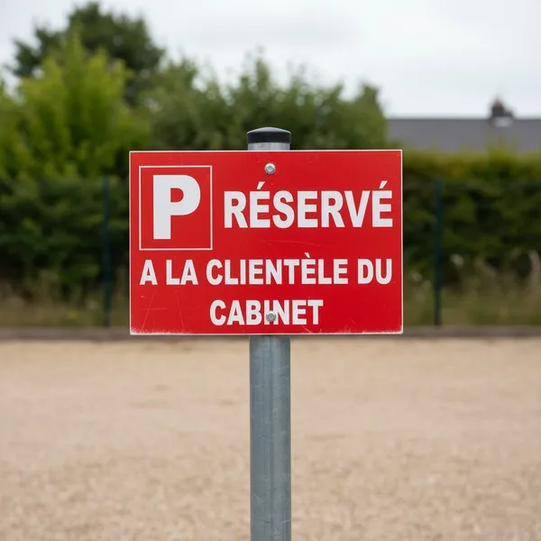 Panneau parking réservé à la clientèle du cabinet