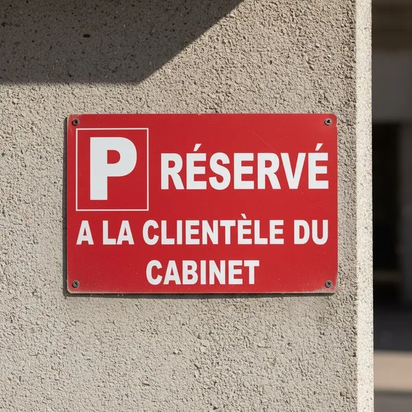 Panneau parking réservé à la clientèle du cabinet