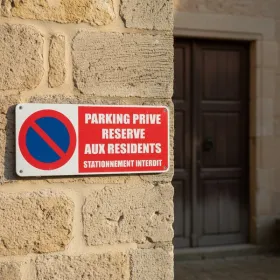 Panneau stationnement interdit parking privé réservé résidents