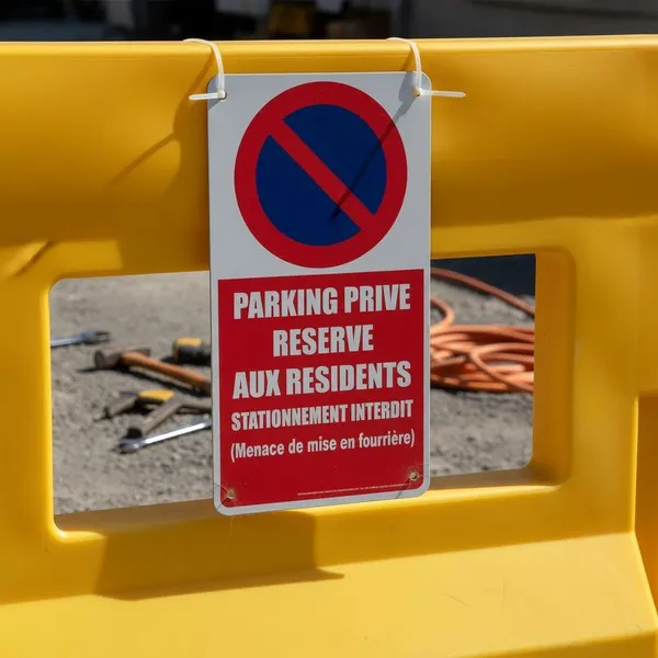 Parking privé réservé résidents - Panneau mise en fourrière