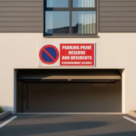 Panneau signalétique Parking privé accès réservé aux résidents