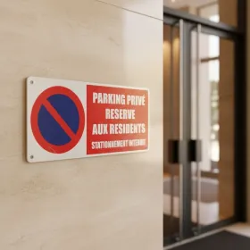 Panneau signalétique Parking privé accès réservé aux résidents