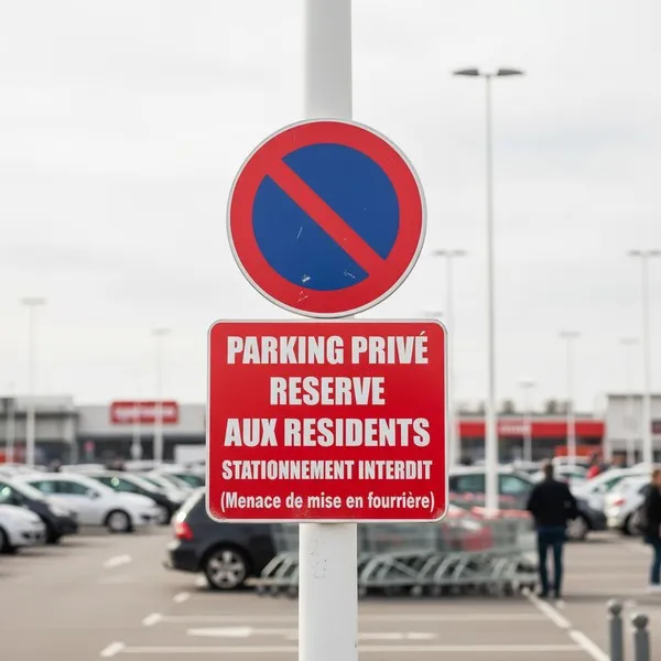 Parking privé réservé résidents - Panneau mise en fourrière