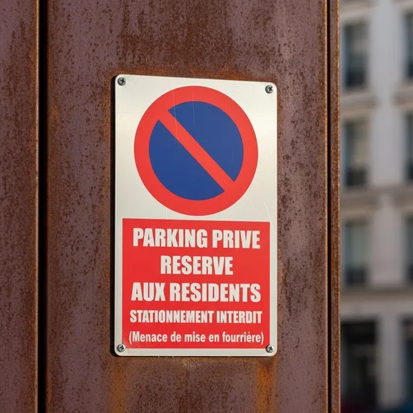 Parking privé réservé résidents - Panneau mise en fourrière