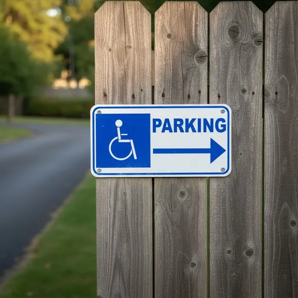 Panneau handicapé parking PMR accès flèche droite – Signalétique