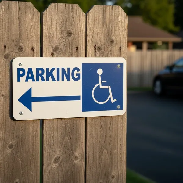 Panneau handicapé direction gauche - Accès parking PMR