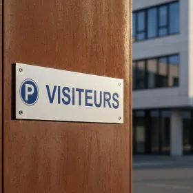 Panneau parking visiteurs PMR – bordure de trottoir