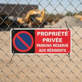 Panneau propriété privée parking réservé, stationnement interdit