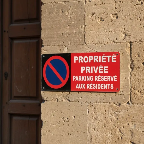 Panneau propriété privée parking réservé, stationnement interdit