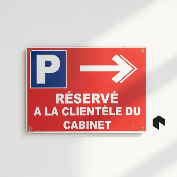 Panneau Parking Réservé Clientèle Cabinet Flèche Droite | Signalétique