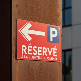 Panneau parking réservé clientèle flèche gauche cabinet direction