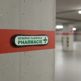 Plaque identification parking pharmacie réservé clientèle