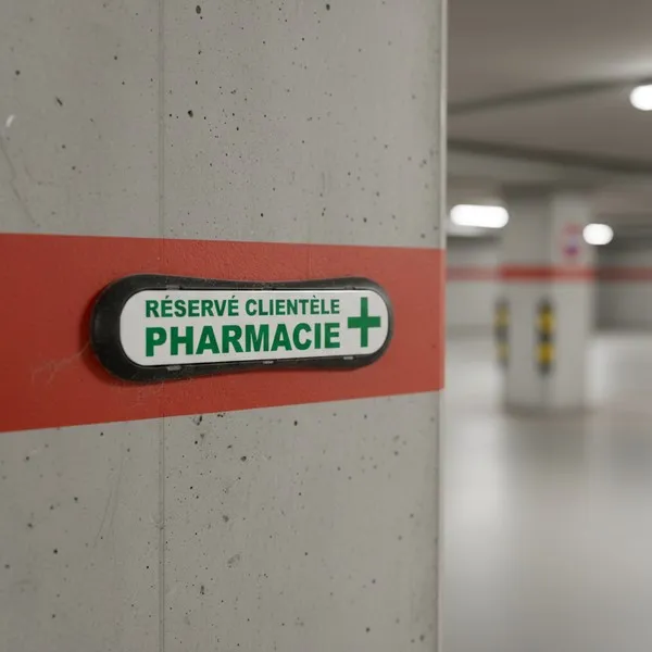 Plaque identification parking pharmacie réservé clientèle
