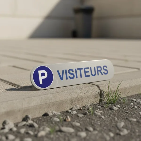 Plaque parking visiteurs extérieure 500x110mm – 5mm, disponible