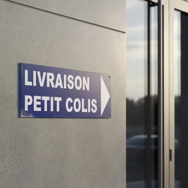 Panneau livraison petit colis à droite – Signalétique Bureau