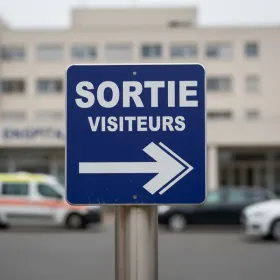 Panneau sortie visiteurs droite – Panneau directionnel
