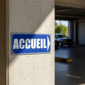 Panneau signalétique Accueil flèche droite PVC intérieur/extérieur